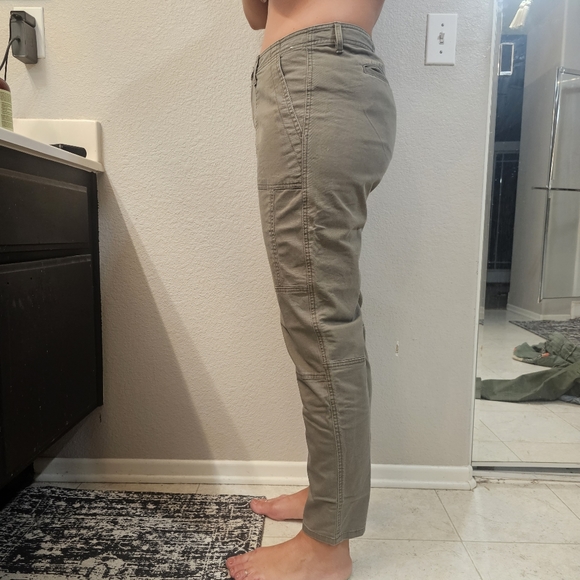 Women's Abercrombie & Fitch Womens Olive Green Canvas Tapered Ankle Pants Pocket - Picture 3 of 7